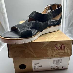 Sofft Women's Mirabelle shimmery  Black Leather Sandals Size 7.5